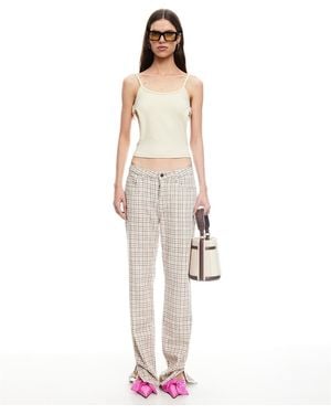 Lioness Alabama Checked Detail Jeans - White