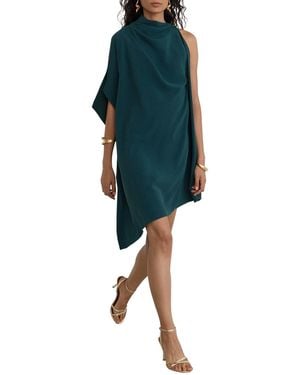 Reiss One-shoulder Asymmetrical Draping Mini Dress - Blue