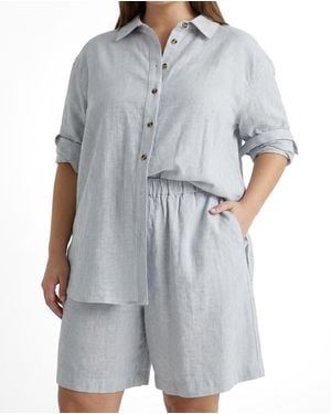 UNIVERSAL STANDARD Plus Size Dawn Linen Hi Low Tunic - Gray