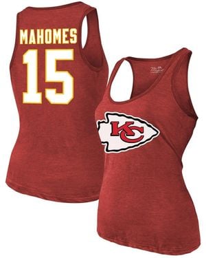 Majestic Patrick Mahomes Kansas City Chiefs Name Number Tri-blend Tank Top - Red