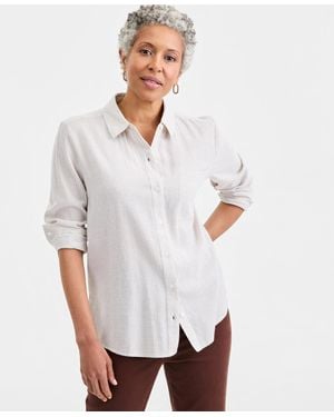 Style & Co. Printed Perfect Shirt - White
