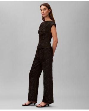 Calvin Klein Short Sleeve Top Floral Straight Leg Pants - Multicolor