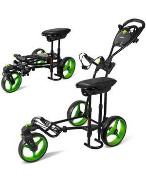 Jovial Foldable 3-wheel Golf Push Cart - Green