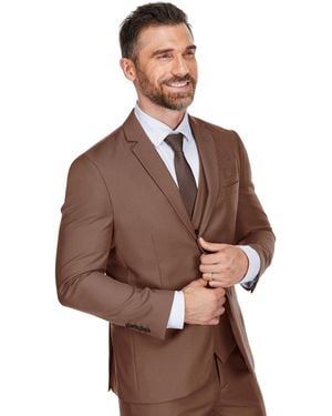 Braveman 3-piece Premium Vested 3-piece Slim Fit Suit - Brown