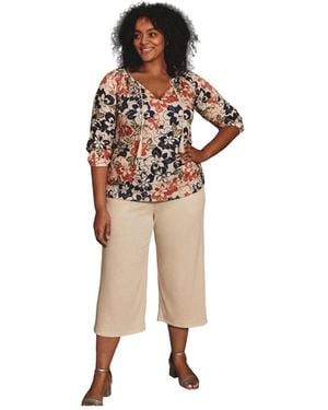 Avenue Plus Size Gauze Cropped Wide-leg Pants - White