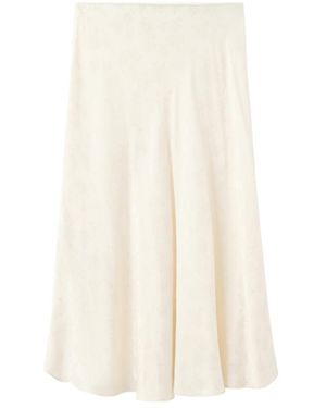 Mango Midi Jacquard A-line Skirt - White