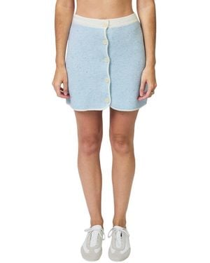 Central Park West Celeste Tweed Yarn Skirt - Blue