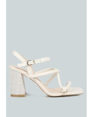 Rag & Co Artha Open Square Toe Block Heel Sandals - Blue