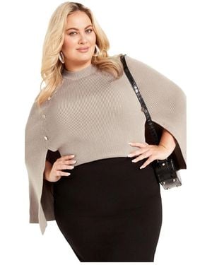 Avenue Plus Size Olivia Button Cape Jackets - Multicolor