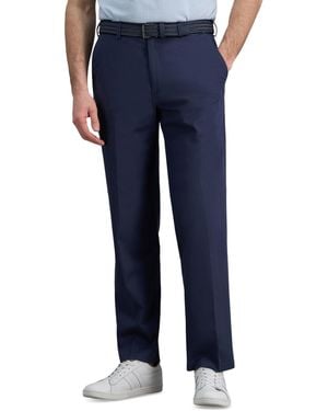 Haggar Iron Free Premium Khaki Classic-fit Flat-front Pant - Blue