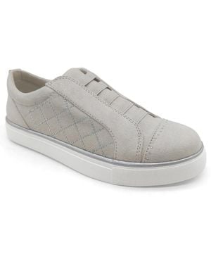 Gray quilted slip on sneakers best sale