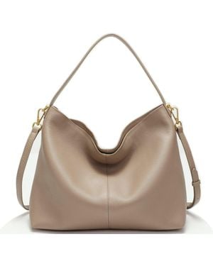 Susu Mara Soft Pebbled Leather Slouchy Hobo Shoulder Bag - Natural