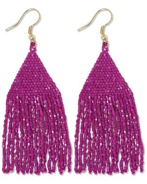 INK+ALLOY Lexie Solid Beaded Fringe Earrings - Purple