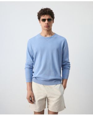 Mango Cotton Fine-knit Sweater - Blue