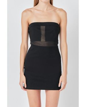 Grey Lab Strapless Mesh Mini Dress - Black