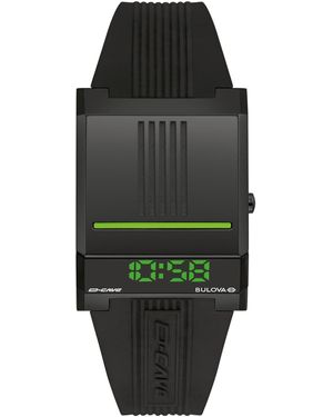 Bulova Computron D-cave Digital Silicone Strap Watch 31mm - Black