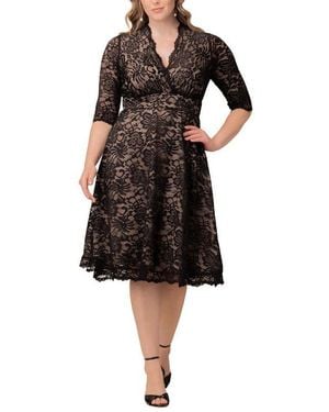 Kiyonna Plus Size Mademoiselle Lace Cocktail Dress - Black