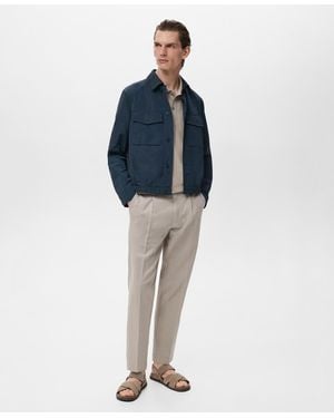 Mango Pockets Water-repellent Jacket - Blue