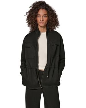 Donna Karan Weekend Jet Setter Utility Lightweight Mock Neck Jacket - Black