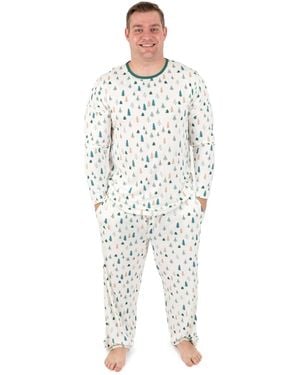 Leveret Men S Two Piece Viscose From Bamboo Holiday Pajamas - White