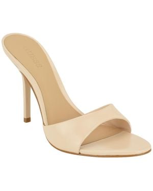 Guess Manzy Leather Slide Stiletto Dress Sandals - White