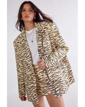 Nasty Gal Zebra Print Oversized Tailored Blazer - Multicolor