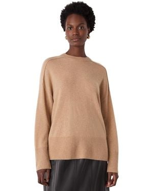 Whistles Cashmere Seam Detail Crew Sweater - Natural