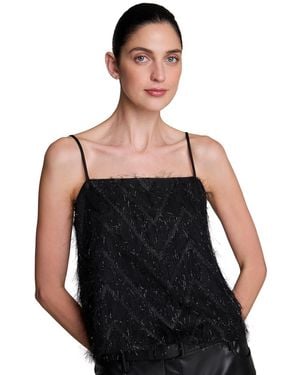 Kenneth Cole Textured Chevron Crop Camisole - Black