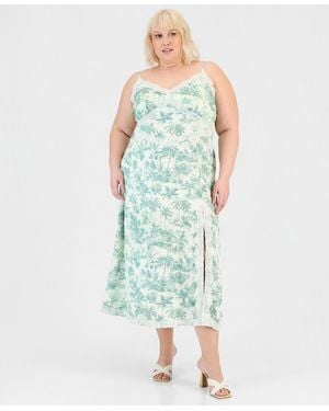 And Now This Trendy Plus Size Lace-tim Slip Dress - Blue