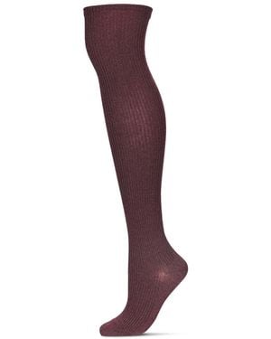 Memoi Textured Tone Over The Knee Cotton Blend Warm Sock - Purple