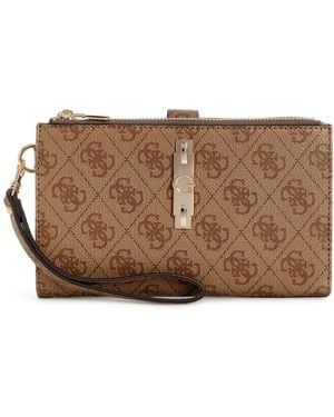 Guess Yvonne Logo Mini Organizer Wallet - Brown