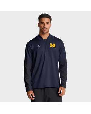Nike Navy Michigan Wolverines Sideline Dri-fit Half-zip Pullover Sweatshirt - Blue