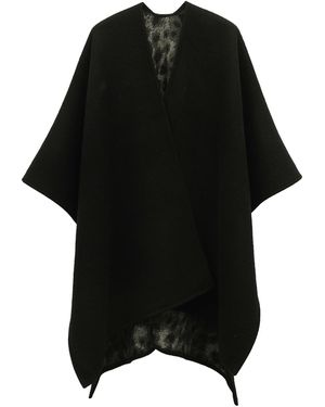 Michael Kors Michael 44"w X 64"l Double-face Leopard-print Hooded Ruana - Black