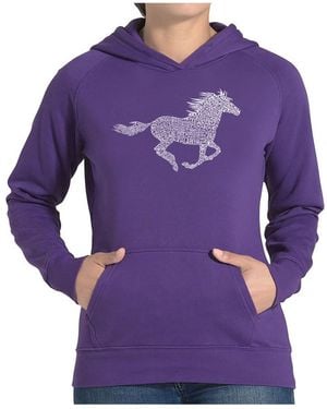 LA Pop Art Word Art Hooded Sweatshirt -horse Breeds - Purple