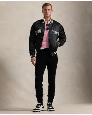 Polo Ralph Lauren Pink Pony Satin Baseball Jacket - Black