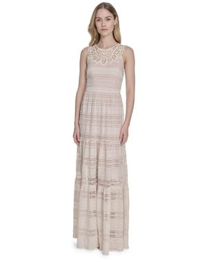 Eliza J Jewel-neck Sleeveless Maxi Dress - White