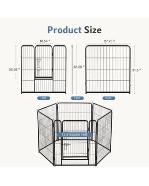 Zeny 6 Panel Metal Dog Playpen - White
