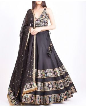 Ras Zoya Sequins Embroidered Chaniya Choli Set - Black