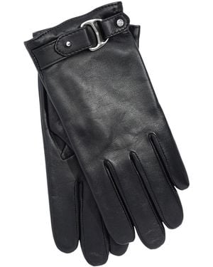 Ralph Lauren Buckle Leather Gloves - Black