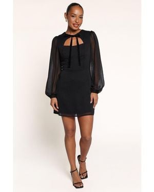 Petal & Pup Amandine Long-sleeve Cutout Mini Dress - Black