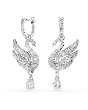 Swarovski Swan Vienna Rhodium Plated Earrings - White