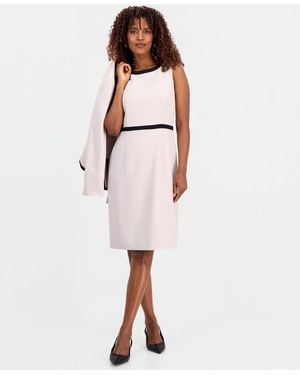 Kasper Colorblocked Sheath Dress - White