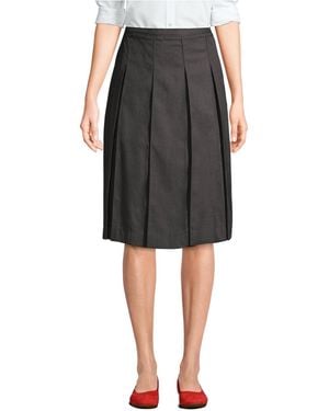 Lands' End Below The Knee Box Pleat Skirt - Black