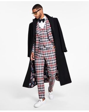 Tayion Collection Classic-fit Wool Blend Overcoats - Blue