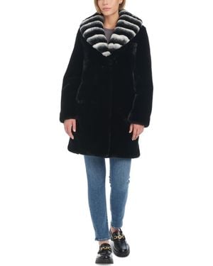 Jones New York Faux-fur Shawl-collar Coat - Black