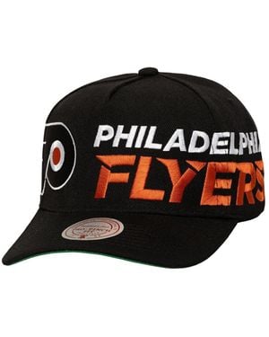 Mitchell & Ness Philadelphia Flyers Busted Logo Wordmark Wrap-around Pro Pinch Adjustable Hat - Black