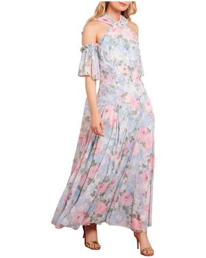 Needle & Thread Camille's Garden Halter Neck Ankle Gown - White