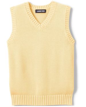 Lands' End Girls Cotton Modal Sweater Vest - Natural