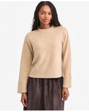 On 34th Crewneck Cuff Sleeve Pullover Sweater - Natural