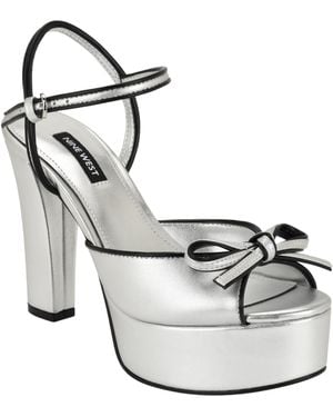 Nine West Nessle High Tapered Heel Platform Sandals - Metallic